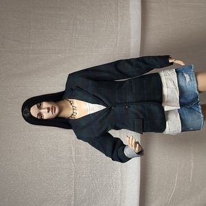 Merona Green and Black Plaid Blazer Sz 4